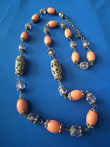 Vintage retro coral and silver - vintage,