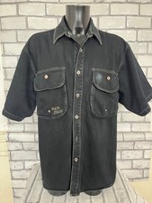 Vintage Y2K PACO SPORTS 100% Cotton Black Denim Shirt Size L CG M25