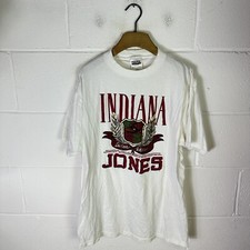 Vintage Indiana Jones Shirt Mens Extra Large White Single Stitch 80s Movie Promo