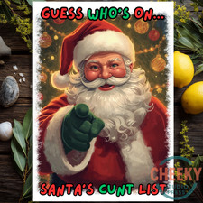 Rude SANTA C**T LIST Adult Humour Funny Christmas Card Friend Colleague XMAS