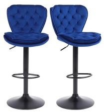 SET OF 2 BLUE Velvet Bar stools , Matt Black Metal,  CHAIRS