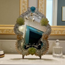 Antique Venetian mirror in multicolored Murano glass