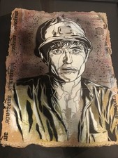 Original C215 (Christian Guermy) stencil artwork 'The Miner'. Banksy/street art