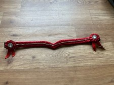 Red Crystal Bling Browband V Shaped Rosettes Full Size 16” 7/8” Wide