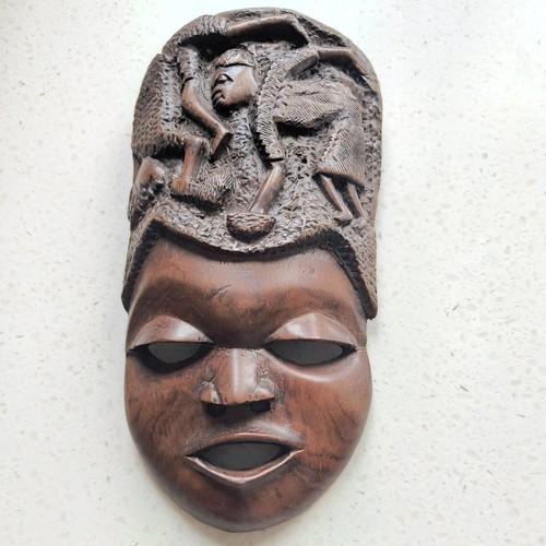 Hand carved wooden face - carved,