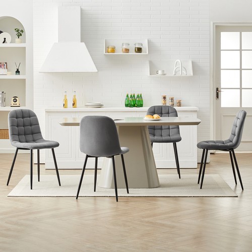 Velvet dining chairs metal - 4x,