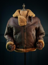 Mens RAF B3 WW2 Sheepskin Leather Bomber Jacket Irvin Aviator Flying Flight Coat