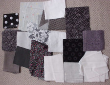 FABRIC OFFCUTS & PATCHWORK SQUARES BLACK GREY & WHITE POLKA DOTS ETC CRAFT 