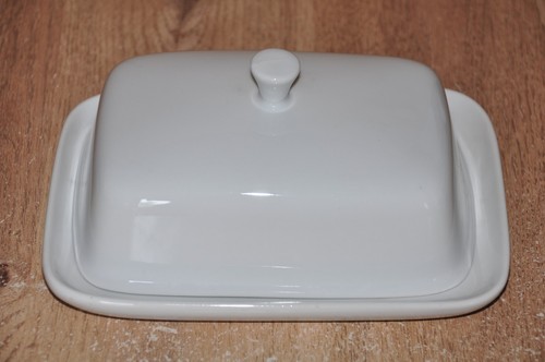 White ceramic butter dish - white,