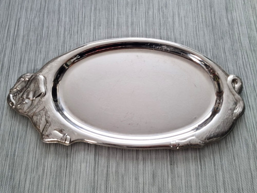 Metal serving platter pig - metal,