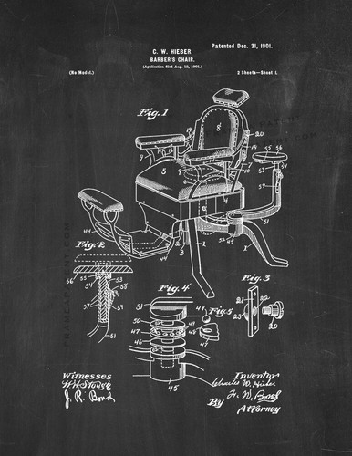 Barber chair patent print - chair,