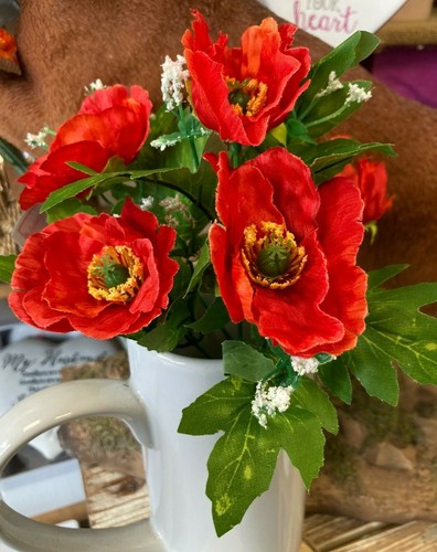 Artificial poppy bunch heads - artificial, 5
