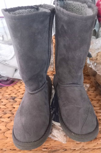 Longer mid calf grey faux - longer,
