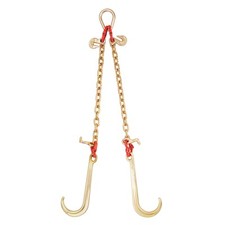 Uimoso 3/8"x2' G80 Tow Chain J Hook V-Chain Bridle Grab & T Hook Wrecker 15600lb