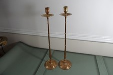 Pair of Antique Tall Brass Candlesticks c1900