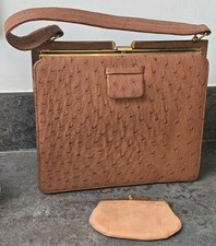 Vintage 50s 60s Ostrich Brown