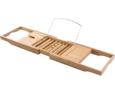 Bathroom Bamboo Tray Bathtub Rack Tray Bathroom with Reding Stand