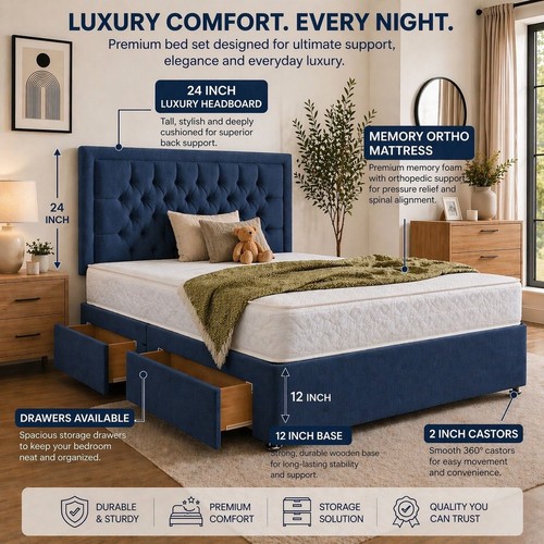 Plush divan bed - with, lux