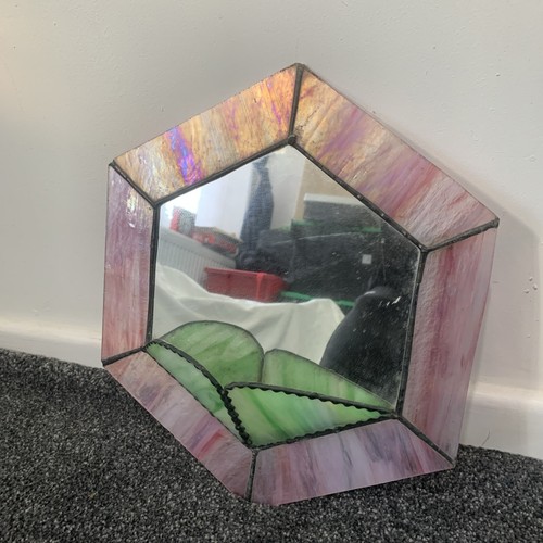 Vintage stained glass hexagon - vintage,