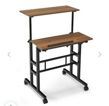 Height Adjustable Workstation Office Desk with Wheels for Standing Sitting   47