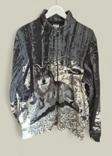 Unisex Grey Warm Zip Up Wolf