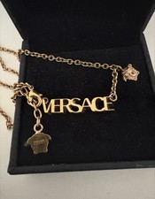 Versace gold logo necklace - gold,