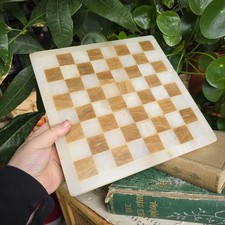 Vintage Onyx Marble Chess BOARD Only Checkers Draughts Game Cream Caramel 28 Cm