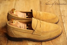 Alfred Sargent Grenada Tan Beige Suede Shoes Penny Loafers Men's UK 8 US 9 EU 42
