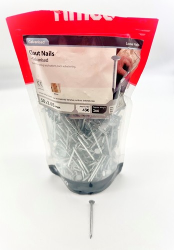 Clout nails galvanised 1kg - galvanised, &