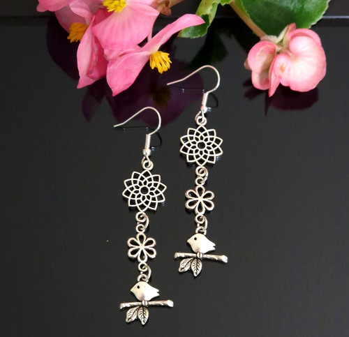 Birds and flowers dangle - birds, drop