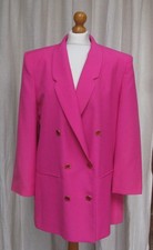 Vintage Jacques Vert plus  bright pink blazer boyfriend jacket wool blend 18