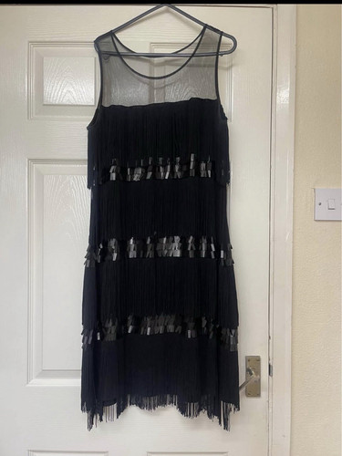 Black fringe gatsby dress - black,