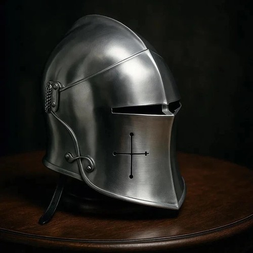 Medieval steel barbuta - steel,