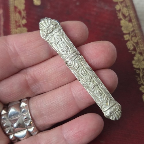 Silver sewing needle case - sewing,