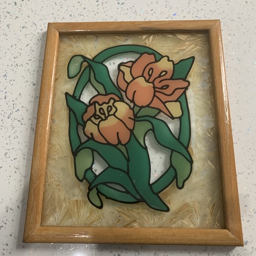 Vintage framed stained glass - framed,