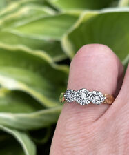 Old 18ct Gold Three Stone Diamond Engagement Ring  Size L 1/2 3.5g Trio Trilogy