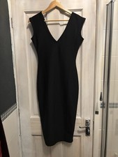 Gorgeous Black Stretch Bodycon Dress Waffle Texture Fitted 12 Rock Goth