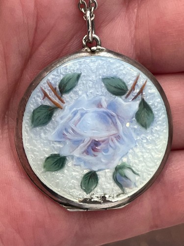 Antique silver enamel locket