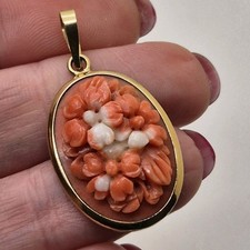 Antique carved coral necklace - coral,