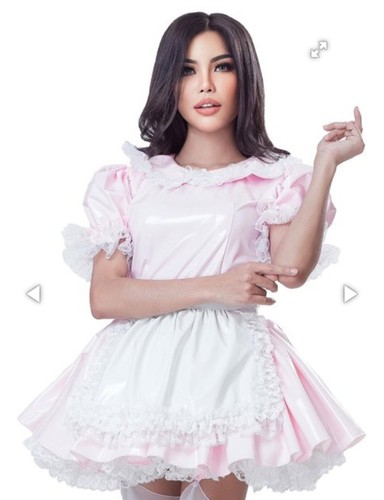 Pink french pvc maid dress - french,