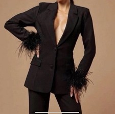 Zara New Woman Black  Feather