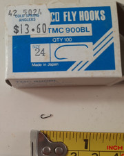Tiemco TMC #900BL Barbless Hooks size 24 Dry Fly Tying Down eye Hooks code 22