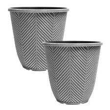 2Pc Round Plastic Silver Grey