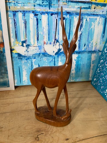 Vintage carved wooden - wooden, antelope