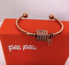 Folli Follie Women’s Rose Gold Coloured Cuff Bangle With Pouch And Box