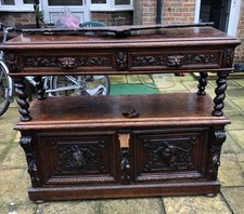 Large Ornate Carved Victorian Oak Buffet