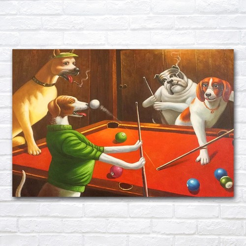 Dogs playing pool - pool, billiards
