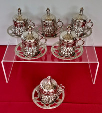 Stunning Turkish Tea Service Six Cups + Six saucers 11 cm tall