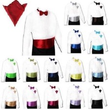 Satin Cummerbund and Bow Tie and Handkerchief Set 30 Colors Event Party Wedding