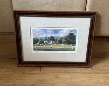 Signed Framed Terry Harrison The Cricketers Art Print.